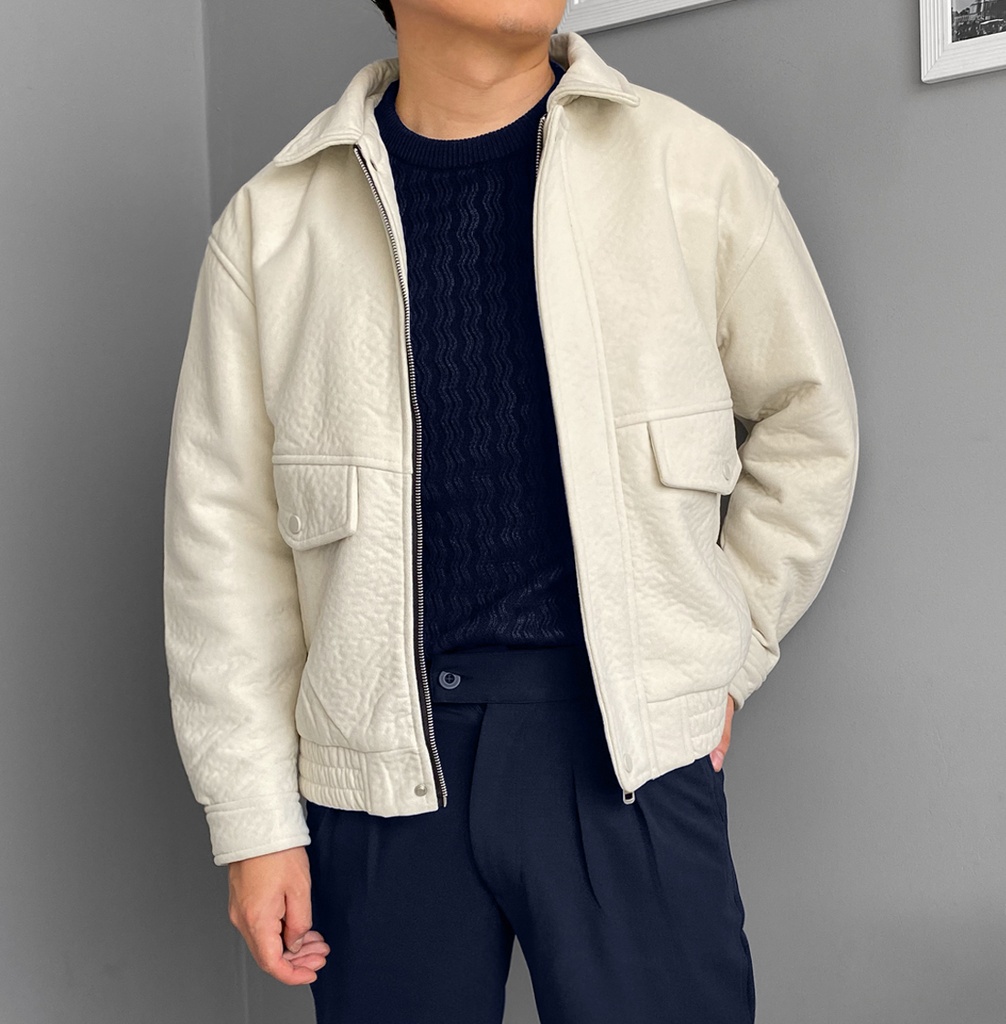 BOMBER JACKET GAMUZA PERLA