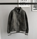 BIO-LEATHER VARSITY JACKET PLOMO OSCURO